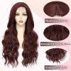 imageNAYOO Long Wavy Wigs for Women Dark Brown Middle Part Wig Synthetic Heat Resistant Fiber Women Wigs for Daily Party Use 26 Inch Dark BrownWine Red