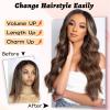imageNAYOO Long Wavy Wigs for Women Dark Brown Middle Part Wig Synthetic Heat Resistant Fiber Women Wigs for Daily Party Use 26 Inch Dark BrownWine Red