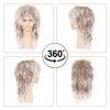 imageNAYOO Mens 80s Mullet Wig  Halloween Costume Male Punk Heavy Metal Rocker  Curly Long Brown and White Glam Rock HairBrown and White