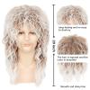imageNAYOO Mens 80s Mullet Wig  Halloween Costume Male Punk Heavy Metal Rocker  Curly Long Brown and White Glam Rock HairBrown and White