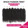 imagePassion Twist Hair  8 Packs 14 Inch Passion Twist Crochet Hair For Women Crochet Pretwisted Curly Hair Passion Twists Synthetic Braiding Hair Extensions 14 Inch 8 Packs T274