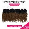 imagePassion Twist Hair  8 Packs 14 Inch Passion Twist Crochet Hair For Women Crochet Pretwisted Curly Hair Passion Twists Synthetic Braiding Hair Extensions 14 Inch 8 Packs T27OT27