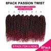 imagePassion Twist Hair  8 Packs 14 Inch Passion Twist Crochet Hair For Women Crochet Pretwisted Curly Hair Passion Twists Synthetic Braiding Hair Extensions 14 Inch 8 Packs T27TBUG