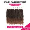 imagePassion Twist Hair  8 Packs 14 Inch Passion Twist Crochet Hair For Women Crochet Pretwisted Curly Hair Passion Twists Synthetic Braiding Hair Extensions 14 Inch 8 Packs T27T30