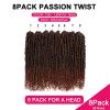 imagePassion Twist Hair  8 Packs 14 Inch Passion Twist Crochet Hair For Women Crochet Pretwisted Curly Hair Passion Twists Synthetic Braiding Hair Extensions 14 Inch 8 Packs T27T350