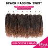 imagePassion Twist Hair  8 Packs 14 Inch Passion Twist Crochet Hair For Women Crochet Pretwisted Curly Hair Passion Twists Synthetic Braiding Hair Extensions 14 Inch 8 Packs T27T30