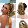 imageNAYOO Claw Clip Ponytail Extension Black Brown 12quot Short Wavy Ponytail Clip in Hair Extensions for Women Curly Natural Layered Pony Tails for Short Thin Hair Synthetic HairpieceBlack BrownMedium Blonde with Blonde Highlights