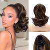 imageNAYOO Claw Clip Ponytail Extension Black Brown 12quot Short Wavy Ponytail Clip in Hair Extensions for Women Curly Natural Layered Pony Tails for Short Thin Hair Synthetic HairpieceBlack BrownDark Brown Mixed Chestnut
