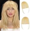 imageNAYOO Clip in Bangs  100 Human Hair Wispy Bangs Clip in Hair Extensions Brown Black Air Bangs Fringe with Temples Hairpieces for Women Curved Bangs for Daily WearLight Blonde