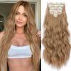 imageNAYOO Clip in Hair Extensions for Women 20 Inch Long Wavy Curly Auburn Hairpieces Full Head Synthetic Hair Hairpieces6PCSAuburnAsh Blonde