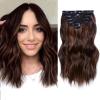 imageNAYOO Clip in Hair Extensions for Women 20 Inch Long Wavy Curly Auburn Hairpieces Full Head Synthetic Hair Hairpieces6PCSAuburnAuburn Mix Chestnut