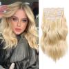 imageNAYOO Clip in Hair Extensions for Women 20 Inch Long Wavy Curly Auburn Hairpieces Full Head Synthetic Hair Hairpieces6PCSAuburnBlonde Mix Bleach Blonde