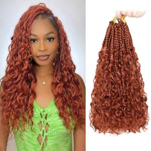 imageBohemain Box Braids Crochet Hair for Black Women 14Inch Boho Crochet Hair Pre Looped 8PK Crochet Boho Braids with Curly Ends350