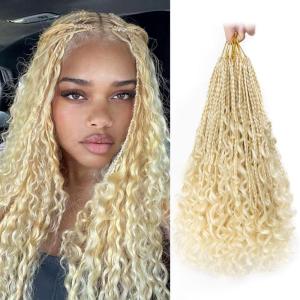 imageBohemain Box Braids Crochet Hair for Black Women 14Inch Boho Crochet Hair Pre Looped 8PK Crochet Boho Braids with Curly Ends613