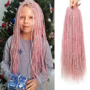 imageNAYOO Senegalese Twist Crochet Hair For Black Women  8 Packs 35 StrandsPack Small Twist Crochet Braids Hair Hot Water Setting Crochet Braiding Hair Straight Ends18 Inch 1BPink with Tinsel