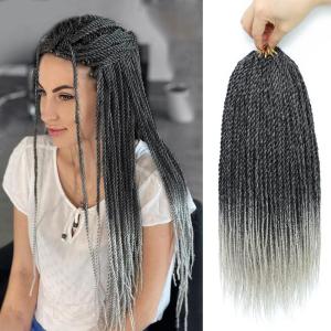 imageNAYOO Senegalese Twist Crochet Hair For Black Women  8 Packs 35 StrandsPack Small Twist Crochet Braids Hair Hot Water Setting Crochet Braiding Hair Straight Ends18 Inch 1B1BGray