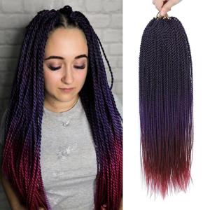 imageNAYOO Senegalese Twist Crochet Hair For Black Women  8 Packs 35 StrandsPack Small Twist Crochet Braids Hair Hot Water Setting Crochet Braiding Hair Straight Ends18 Inch 1B1BPurpleBug