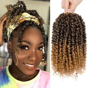 imagePassion Twist Hair  8 Packs 14 Inch Passion Twist Crochet Hair For Women Crochet Pretwisted Curly Hair Passion Twists Synthetic Braiding Hair Extensions 14 Inch 8 Packs T27T27