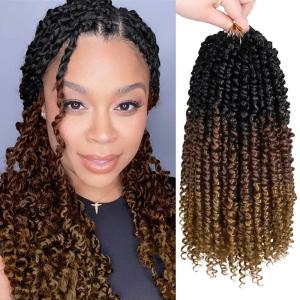 imagePassion Twist Hair  8 Packs 14 Inch Passion Twist Crochet Hair For Women Crochet Pretwisted Curly Hair Passion Twists Synthetic Braiding Hair Extensions 14 Inch 8 Packs T27T1B3027