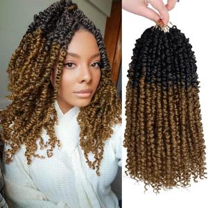 imagePassion Twist Hair  8 Packs 14 Inch Passion Twist Crochet Hair For Women Crochet Pretwisted Curly Hair Passion Twists Synthetic Braiding Hair Extensions 14 Inch 8 Packs T27OT27