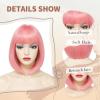 imageNAYOO Blonde Bob Wig with Bangs 12 Inch Short Blonde Wigs for Women Easy To Wear Straight Bob Wig Natural Look Colorful Wigs With Bangs Synthetic Wig For Everyday Use Parties613Pink