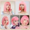 imageNAYOO Blonde Bob Wig with Bangs 12 Inch Short Blonde Wigs for Women Easy To Wear Straight Bob Wig Natural Look Colorful Wigs With Bangs Synthetic Wig For Everyday Use Parties613Pink