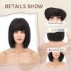 imageNAYOO Blonde Bob Wig with Bangs 12 Inch Short Blonde Wigs for Women Easy To Wear Straight Bob Wig Natural Look Colorful Wigs With Bangs Synthetic Wig For Everyday Use Parties613Black