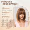 imageNAYOO Blonde Bob Wig with Bangs 12 Inch Short Blonde Wigs for Women Easy To Wear Straight Bob Wig Natural Look Colorful Wigs With Bangs Synthetic Wig For Everyday Use Parties613Mix Brown
