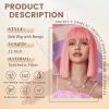 imageNAYOO Blonde Bob Wig with Bangs 12 Inch Short Blonde Wigs for Women Easy To Wear Straight Bob Wig Natural Look Colorful Wigs With Bangs Synthetic Wig For Everyday Use Parties613Pink