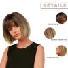 imageNAYOO Blonde Bob Wig with Bangs 12 Inch Short Blonde Wigs for Women Easy To Wear Straight Bob Wig Natural Look Colorful Wigs With Bangs Synthetic Wig For Everyday Use Parties613Ombre Blonde