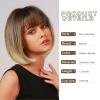 imageNAYOO Blonde Bob Wig with Bangs 12 Inch Short Blonde Wigs for Women Easy To Wear Straight Bob Wig Natural Look Colorful Wigs With Bangs Synthetic Wig For Everyday Use Parties613Ombre Blonde
