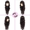 imageNAYOO Black Wigs with Bangs for Women Long Curly Wavy Hair Wigs Heat Resistant Synthetic Fiber Wigs for Daily Party Use 26 Inches BlackDark Brown