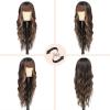 imageNAYOO Black Wigs with Bangs for Women Long Curly Wavy Hair Wigs Heat Resistant Synthetic Fiber Wigs for Daily Party Use 26 Inches BlackDark Brown Mixed Chestnut