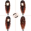 imageNAYOO Black Wigs with Bangs for Women Long Curly Wavy Hair Wigs Heat Resistant Synthetic Fiber Wigs for Daily Party Use 26 Inches BlackOmbre Auburn
