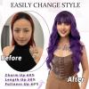 imageNAYOO Black Wigs with Bangs for Women Long Curly Wavy Hair Wigs Heat Resistant Synthetic Fiber Wigs for Daily Party Use 26 Inches BlackOmbre Purple