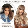 imageNAYOO Blonde Wigs with Bangs for Women Long Curly Wavy Hair Wigs Heat Resistant Synthetic Fiber Wigs for Daily Party Use 26 Inches Dirty BlondeOmbre Blonde
