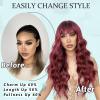 imageNAYOO Blonde Wigs with Bangs for Women Long Curly Wavy Hair Wigs Heat Resistant Synthetic Fiber Wigs for Daily Party Use 26 Inches Dirty BlondeWine Red
