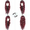 imageNAYOO Blonde Wigs with Bangs for Women Long Curly Wavy Hair Wigs Heat Resistant Synthetic Fiber Wigs for Daily Party Use 26 Inches Dirty BlondeWine Red