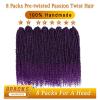 imageNice One PreTwisted Passion Twist Hair 8 Packs 112 Strands Pre Looped Passion Twist Braiding Hair for Women Short Passion Twists Crochet Hair Extensions 20 Inch Pack of 8 1BTPURPLE