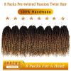 imageNice One PreTwisted Passion Twist Hair 8 Packs 112 Strands Pre Looped Passion Twist Braiding Hair for Women Short Passion Twists Crochet Hair Extensions 20 Inch Pack of 8 1BT1B3027