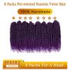 imageNice One PreTwisted Passion Twist Hair 8 Packs 112 Strands Pre Looped Passion Twist Braiding Hair for Women Short Passion Twists Crochet Hair Extensions 20 Inch Pack of 8 1BTPURPLE