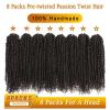 imageNice One PreTwisted Passion Twist Hair 8 Packs 112 Strands Pre Looped Passion Twist Braiding Hair for Women Short Passion Twists Crochet Hair Extensions 20 Inch Pack of 8 1B4