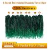 imageNice One PreTwisted Passion Twist Hair 8 Packs 112 Strands Pre Looped Passion Twist Braiding Hair for Women Short Passion Twists Crochet Hair Extensions 20 Inch Pack of 8 1BTGREEN