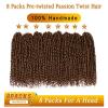 imageNice One PreTwisted Passion Twist Hair 8 Packs 112 Strands Pre Looped Passion Twist Braiding Hair for Women Short Passion Twists Crochet Hair Extensions 20 Inch Pack of 8 1B30
