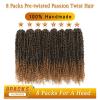 imageNice One PreTwisted Passion Twist Hair 8 Packs 112 Strands Pre Looped Passion Twist Braiding Hair for Women Short Passion Twists Crochet Hair Extensions 20 Inch Pack of 8 1BT27