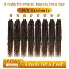 imageNice One PreTwisted Passion Twist Hair 8 Packs 112 Strands Pre Looped Passion Twist Braiding Hair for Women Short Passion Twists Crochet Hair Extensions 20 Inch Pack of 8 1BT30