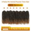imageNice One PreTwisted Passion Twist Hair 8 Packs 112 Strands Pre Looped Passion Twist Braiding Hair for Women Short Passion Twists Crochet Hair Extensions 20 Inch Pack of 8 1BT27