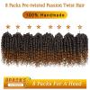 imageNice One PreTwisted Passion Twist Hair 8 Packs 112 Strands Pre Looped Passion Twist Braiding Hair for Women Short Passion Twists Crochet Hair Extensions 20 Inch Pack of 8 1BT30