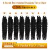imageNice One PreTwisted Passion Twist Hair 8 Packs 112 Strands Pre Looped Passion Twist Braiding Hair for Women Short Passion Twists Crochet Hair Extensions 20 Inch Pack of 8 1B1B