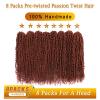 imageNice One PreTwisted Passion Twist Hair 8 Packs 112 Strands Pre Looped Passion Twist Braiding Hair for Women Short Passion Twists Crochet Hair Extensions 20 Inch Pack of 8 1B350